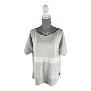 Lafayette 148 NY Sequin Stripe Knit Top Cotton Linen Sweater L